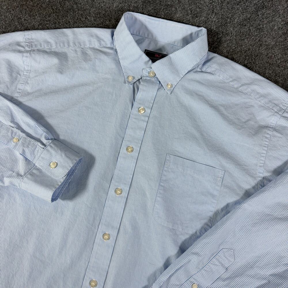 Vineyard Vines Murray Shirt Mens 2XL Blue White Stripe Classic Fit Cotton 2016